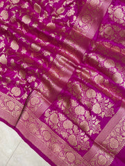 Pure Katan Silk Banarasi Handloom Saree - All over Jaal  work - The Handlooms