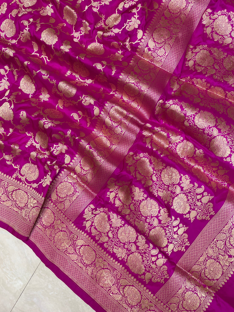 Pure Katan Silk Banarasi Handloom Saree - All over Jaal  work - The Handlooms