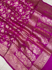Pure Katan Silk Banarasi Handloom Saree - All over Jaal  work - The Handlooms