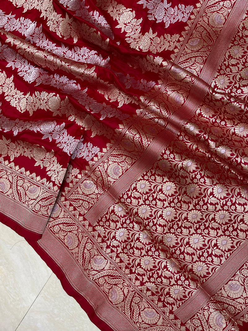 Pure Katan Silk Banarasi Handloom Saree - All Over Sona Roopa Work - The Handlooms