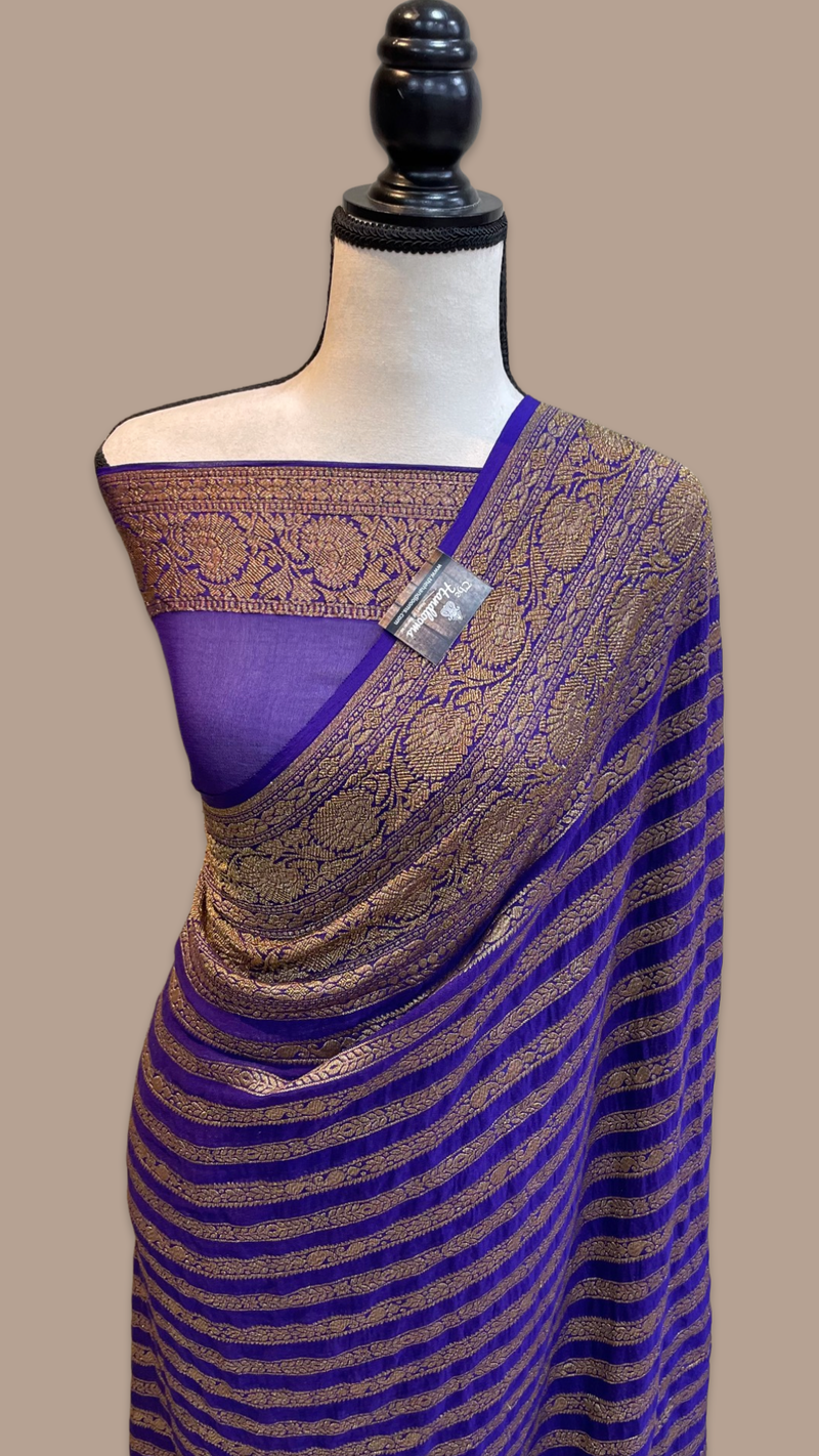 Khaddi Georgette Banarasi Saree -  Antique zari - The Handlooms