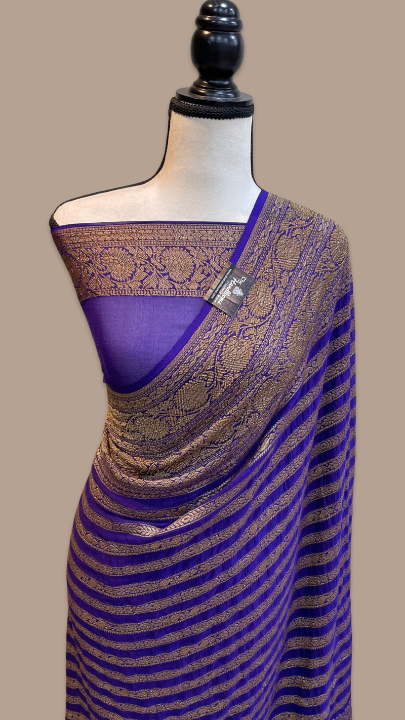 Khaddi Georgette Banarasi Saree -  Antique zari - The Handlooms