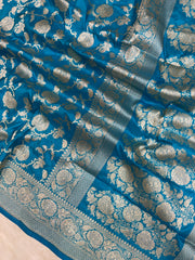 Pure Katan Silk Banarasi Handloom Saree - All over Jaal  work - The Handlooms