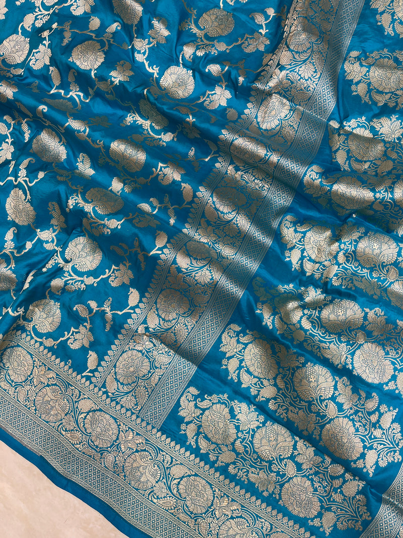 Pure Katan Silk Banarasi Handloom Saree - All over Jaal  work - The Handlooms
