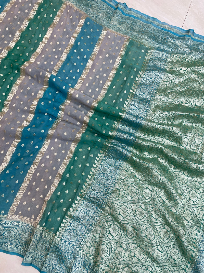 Pure Khaddi Georgette Handloom Banarasi Saree - The Handlooms