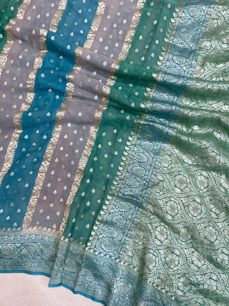 Pure Khaddi Georgette Handloom Banarasi Saree - The Handlooms