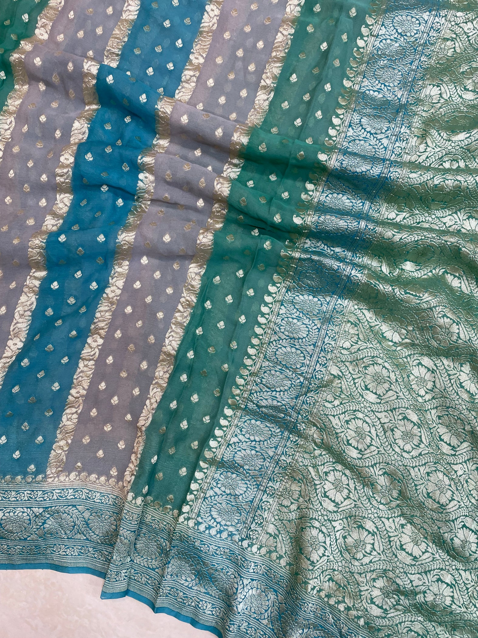 Pure Khaddi Georgette Handloom Banarasi Saree main image 1