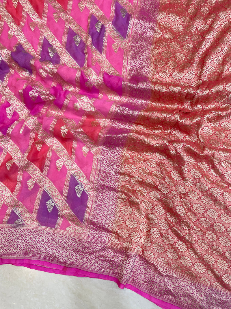Pure Khaddi Georgette Handloom Banarasi Saree - The Handlooms
