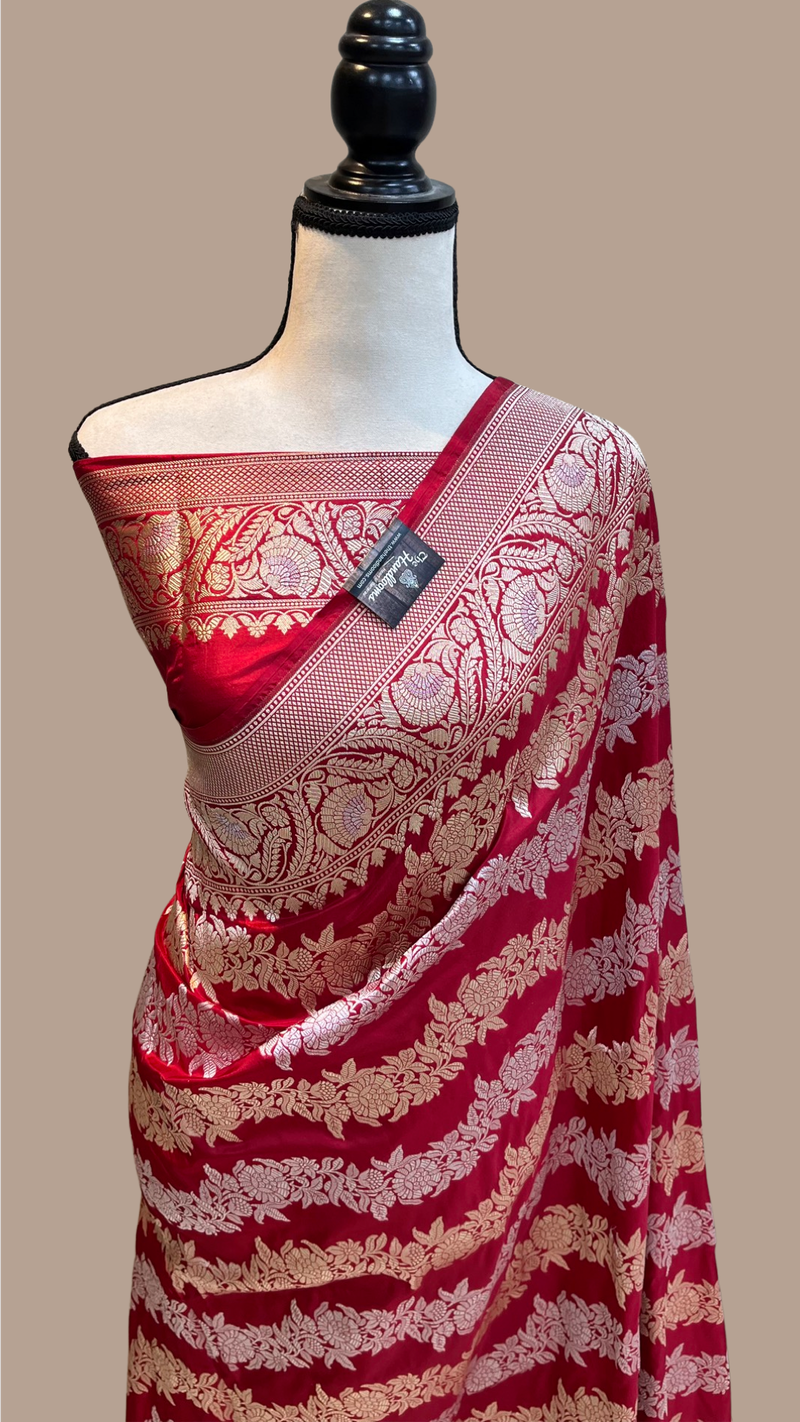 Pure Katan Silk Banarasi Handloom Saree - All Over Sona Roopa Work - The Handlooms