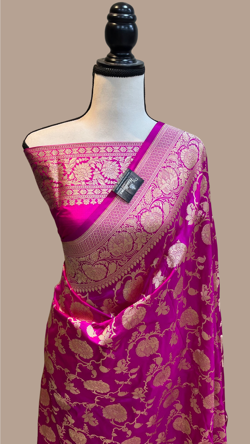 Pure Katan Silk Banarasi Handloom Saree - All over Jaal  work - The Handlooms