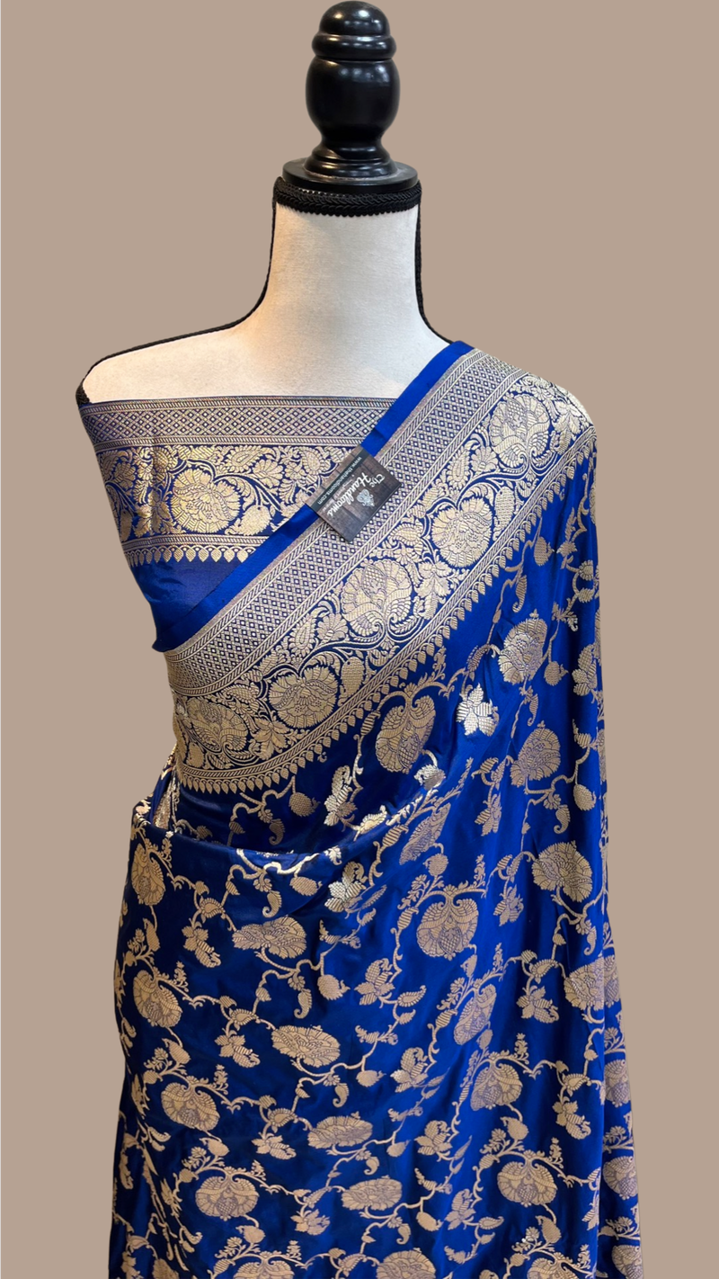 Pure Katan Silk Banarasi Handloom Saree - All over Jaal  work - The Handlooms