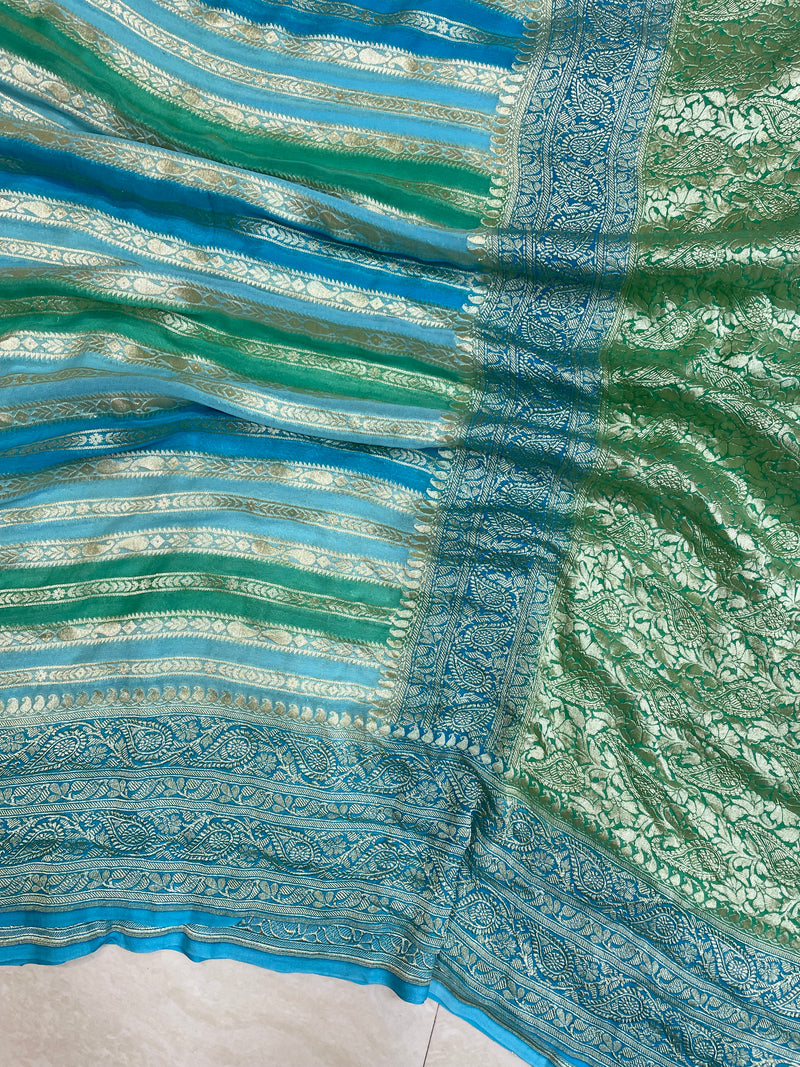 Pure Khaddi Georgette Handloom Banarasi Saree - The Handlooms