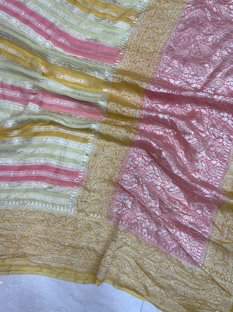 Pure Khaddi Georgette Handloom Banarasi Saree - The Handlooms