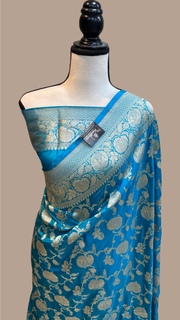 Pure Katan Silk Banarasi Handloom Saree - All over Jaal  work - The Handlooms