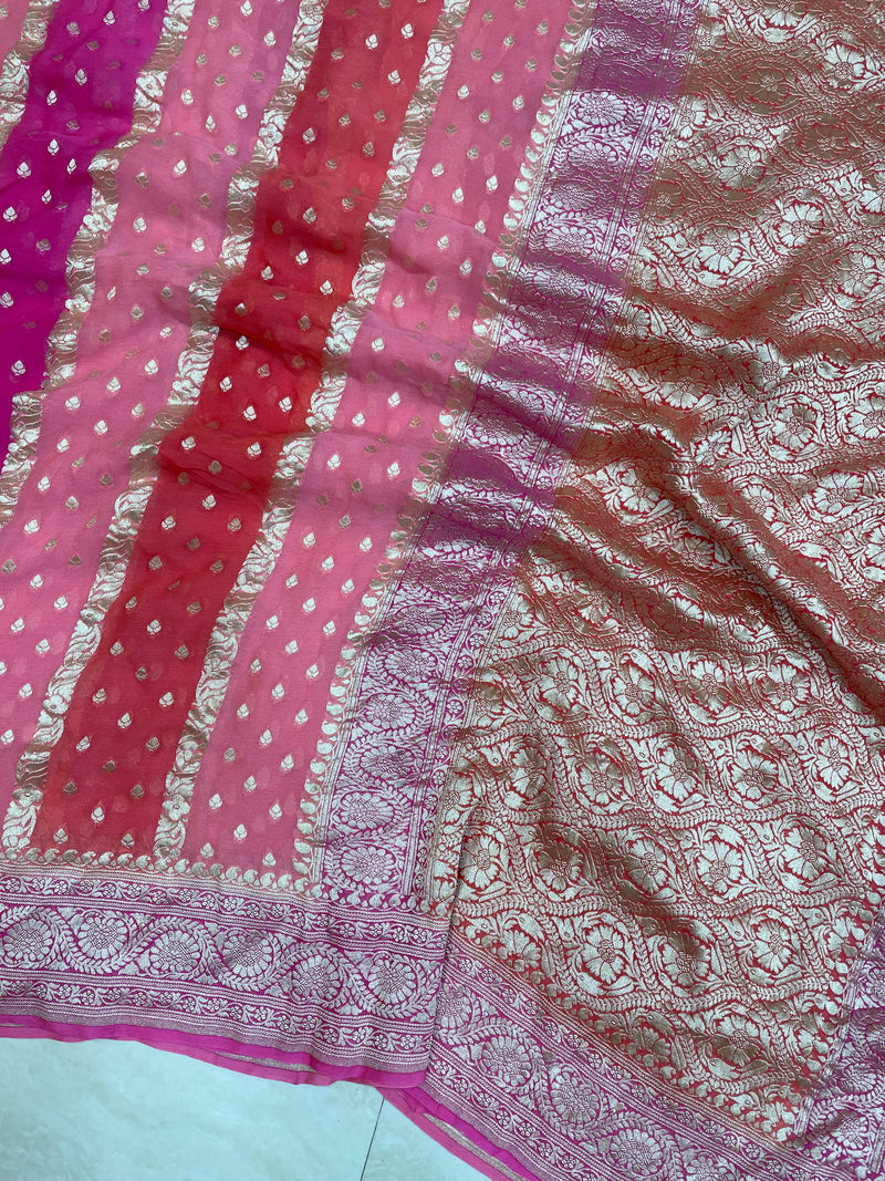 Pure Khaddi Georgette Handloom Banarasi Saree - The Handlooms