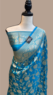 Pure Katan Silk Banarasi Handloom Saree - All over Jaal  work - The Handlooms