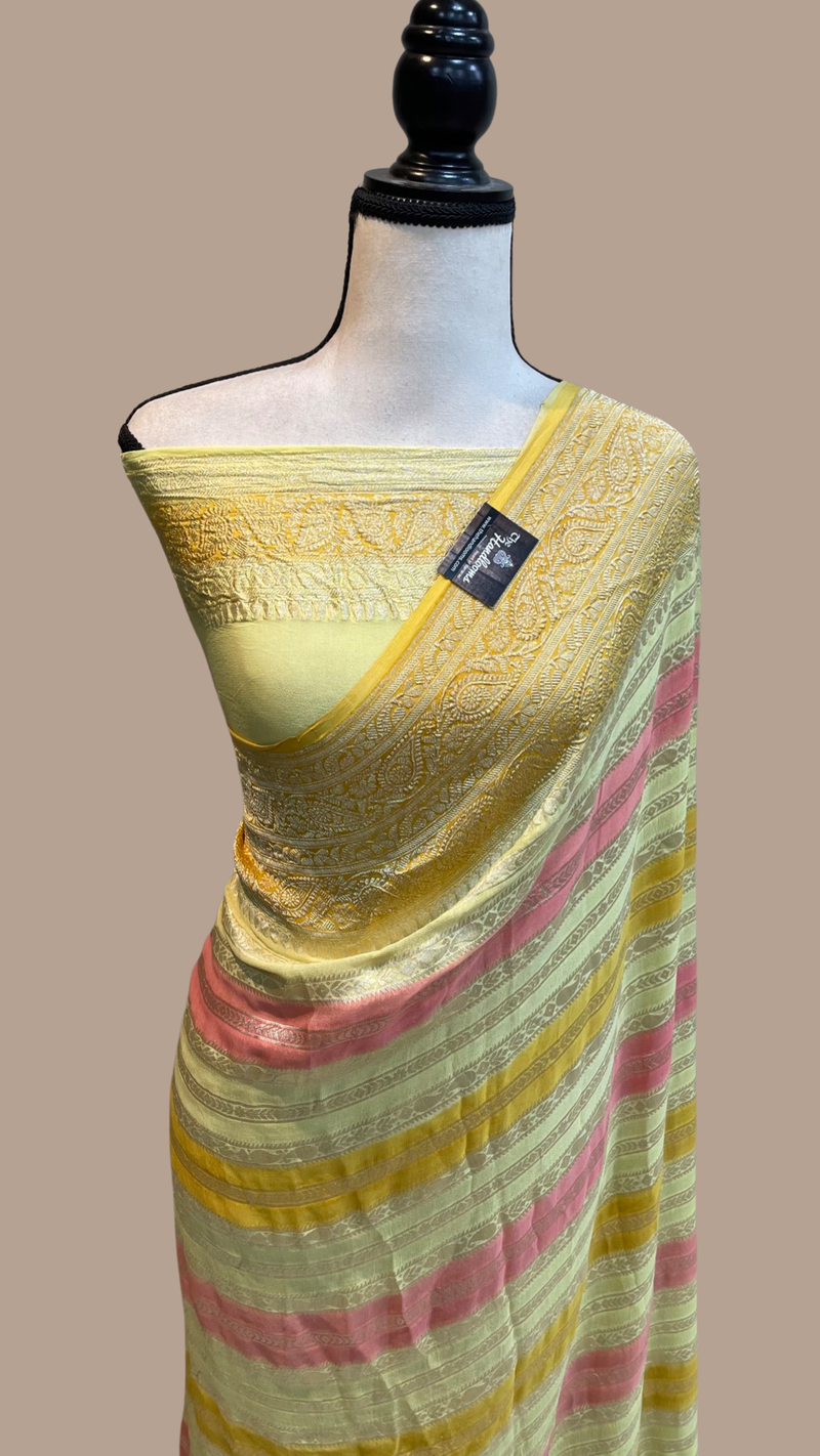 Pure Khaddi Georgette Handloom Banarasi Saree - The Handlooms