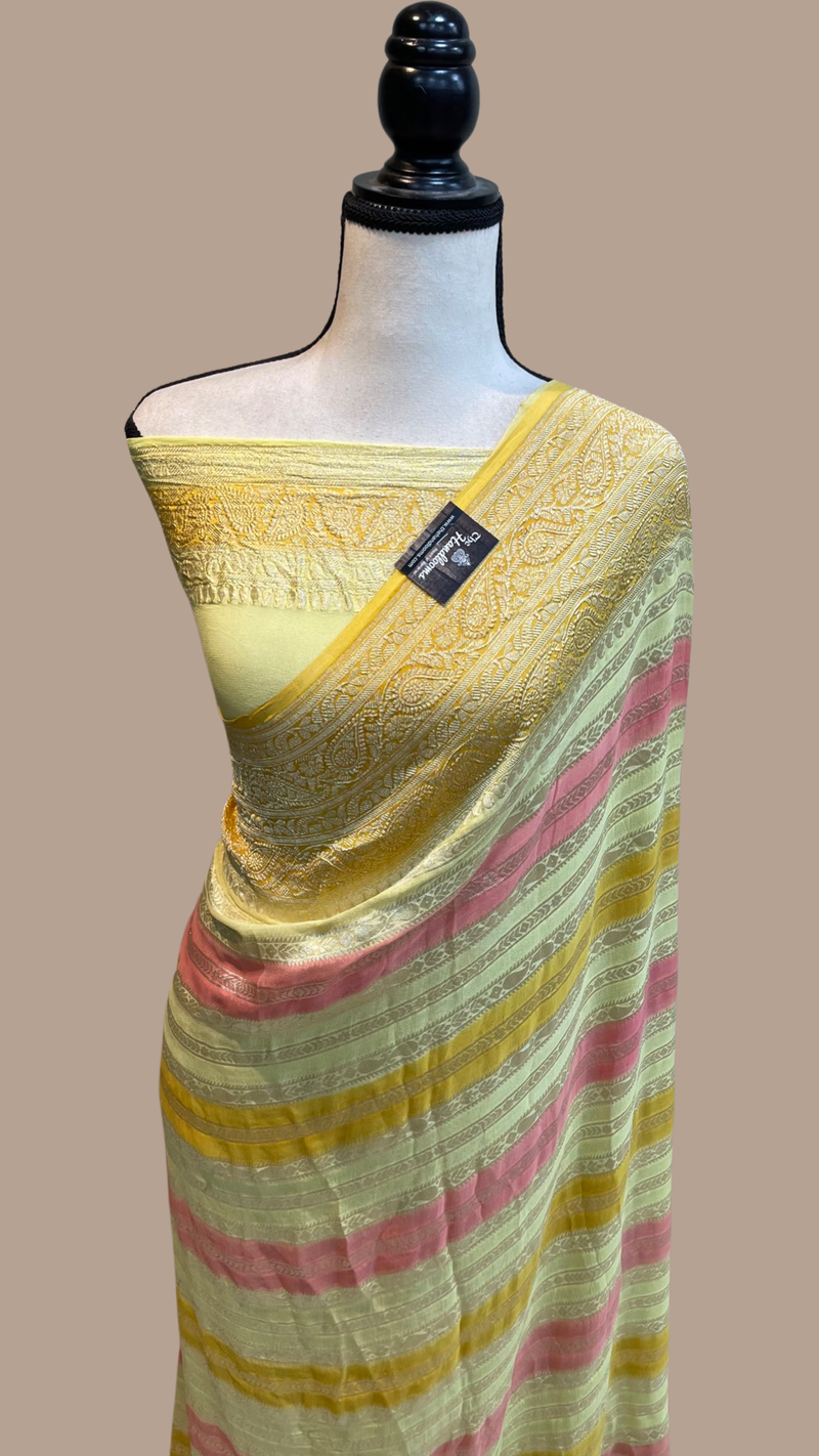 Pure Khaddi Georgette Handloom Banarasi Saree - The Handlooms