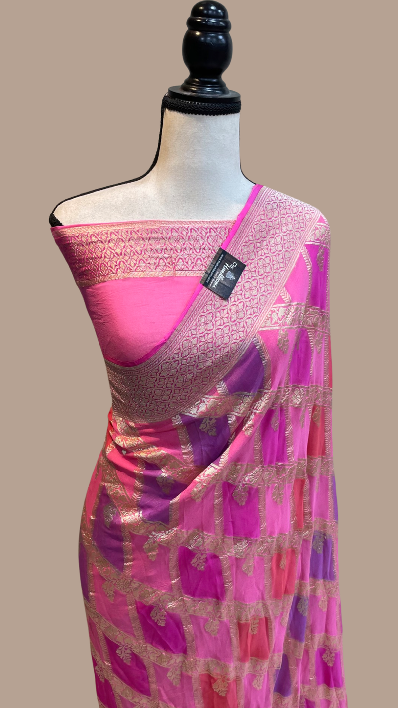 Pure Khaddi Georgette Handloom Banarasi Saree - The Handlooms