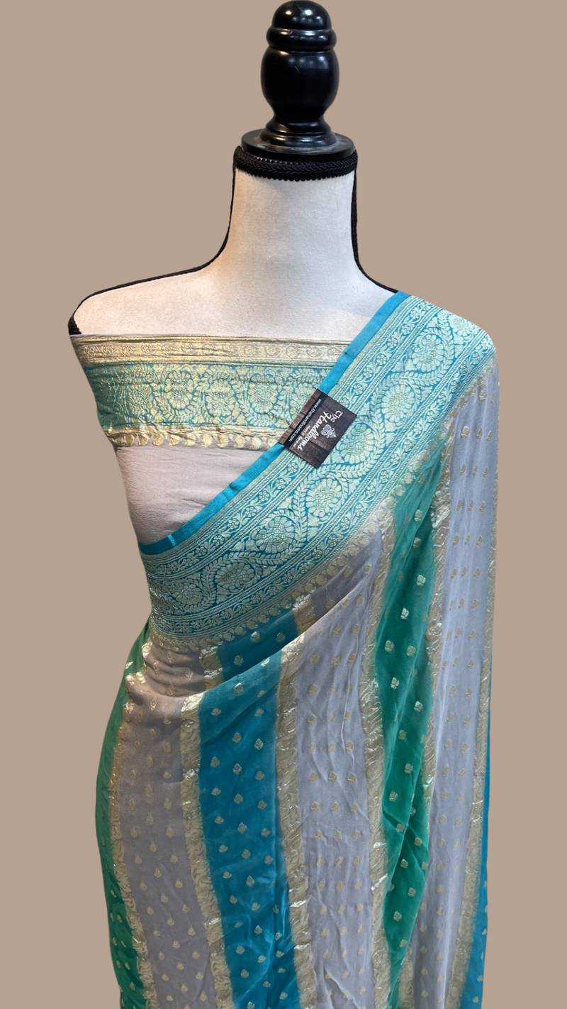 Pure Khaddi Georgette Handloom Banarasi Saree - The Handlooms