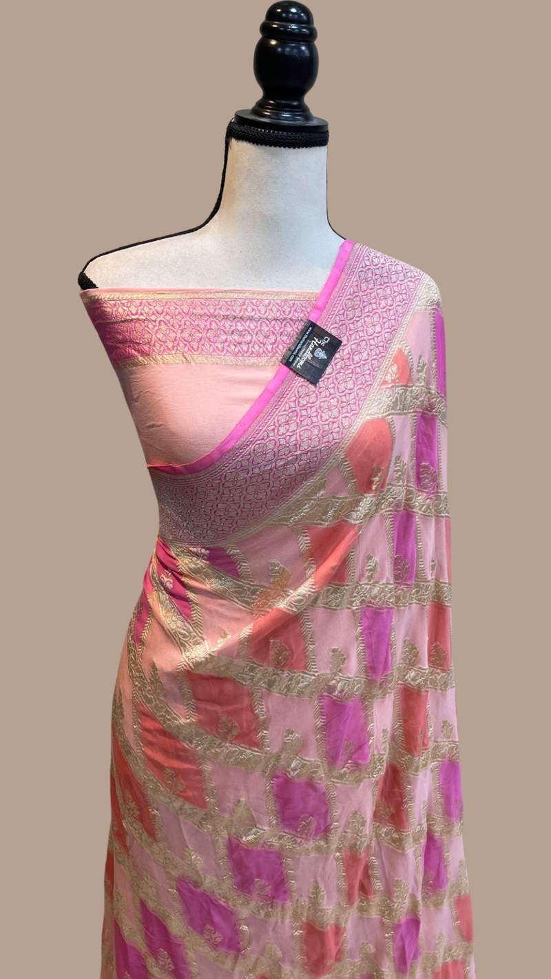 Pure Khaddi Georgette Handloom Banarasi Saree - The Handlooms