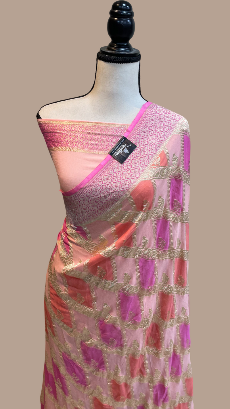 Pure Khaddi Georgette Handloom Banarasi Saree - The Handlooms