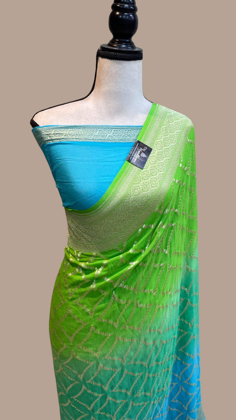 Pure Khaddi Georgette Handloom Banarasi Saree - The Handlooms