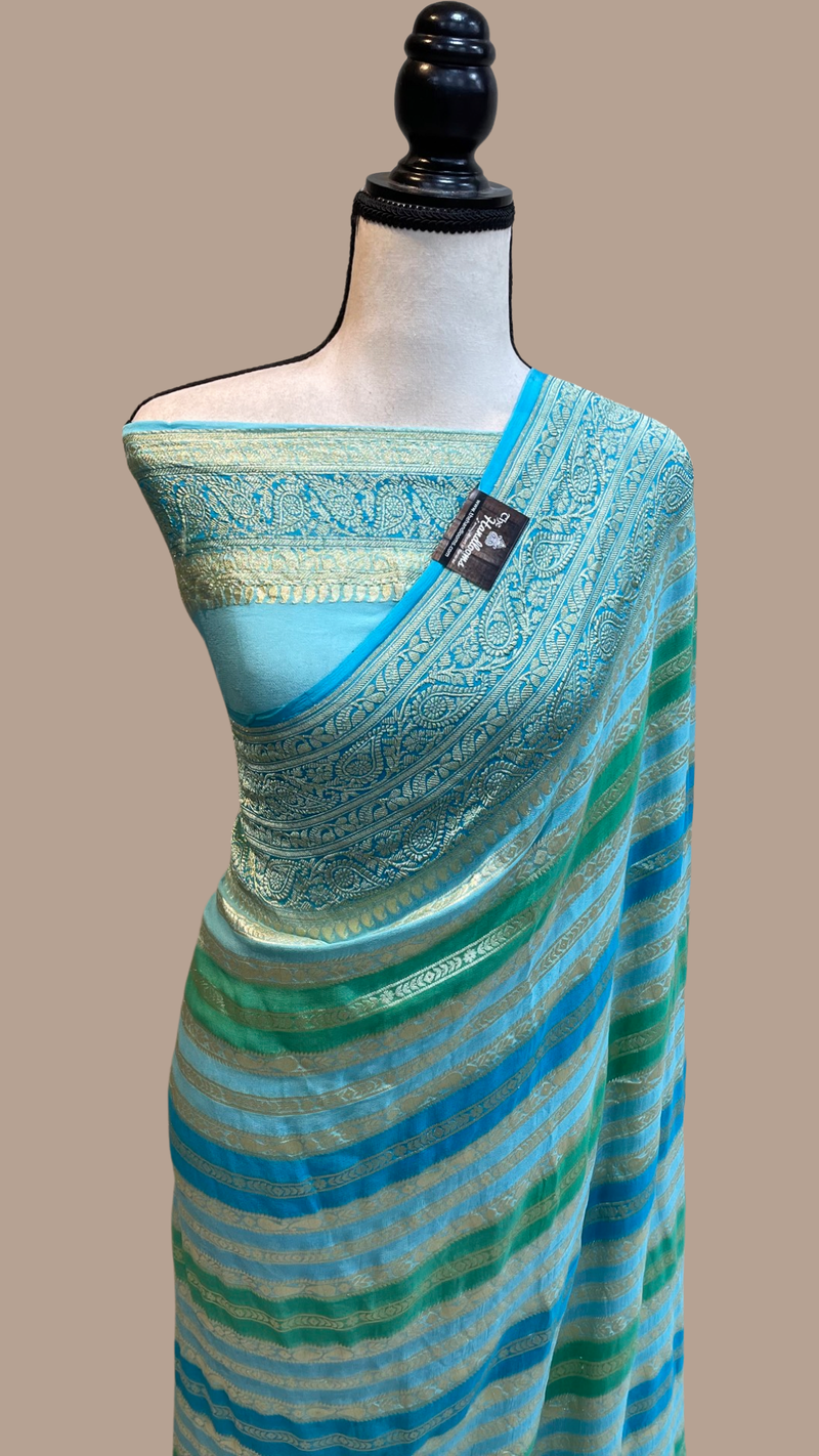Pure Khaddi Georgette Handloom Banarasi Saree - The Handlooms
