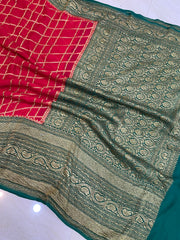 Khadki Georgette Banarasi Saree -  Antique zari - The Handlooms