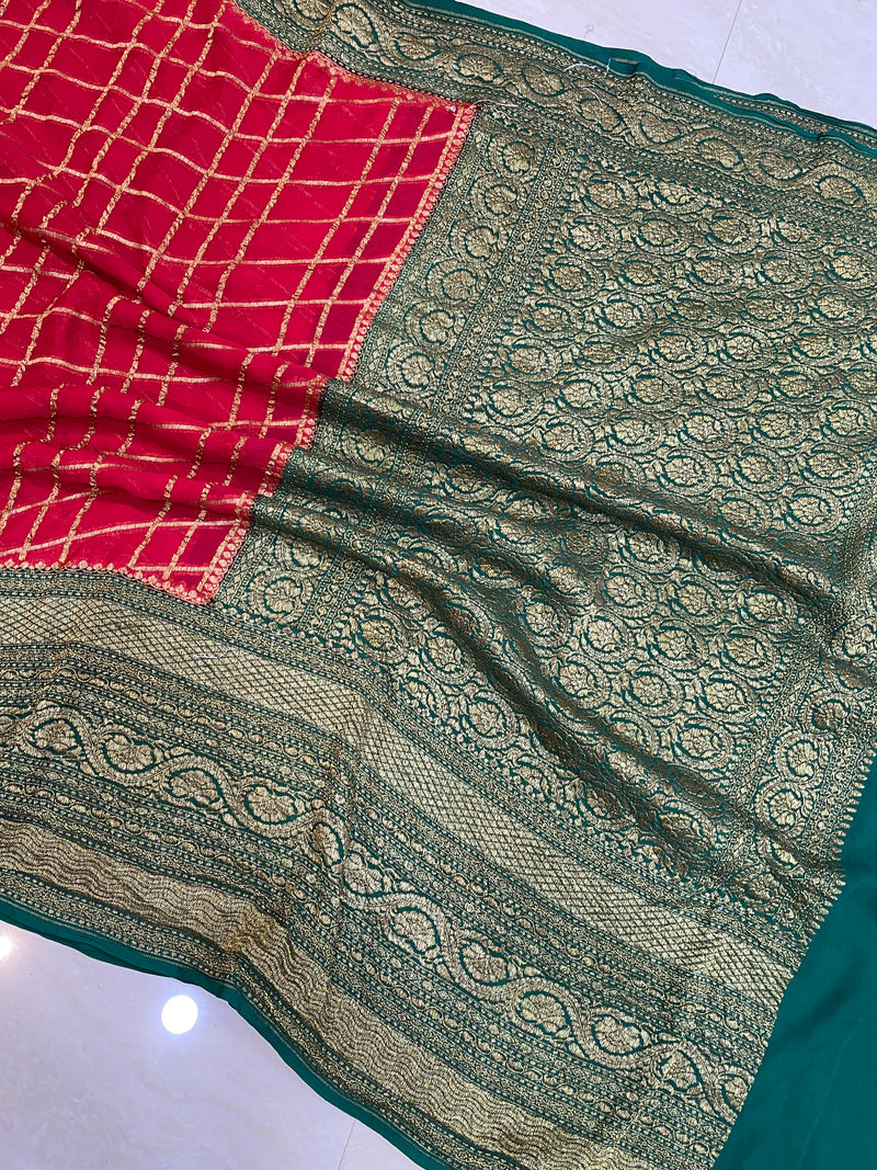 Khadki Georgette Banarasi Saree -  Antique zari - The Handlooms