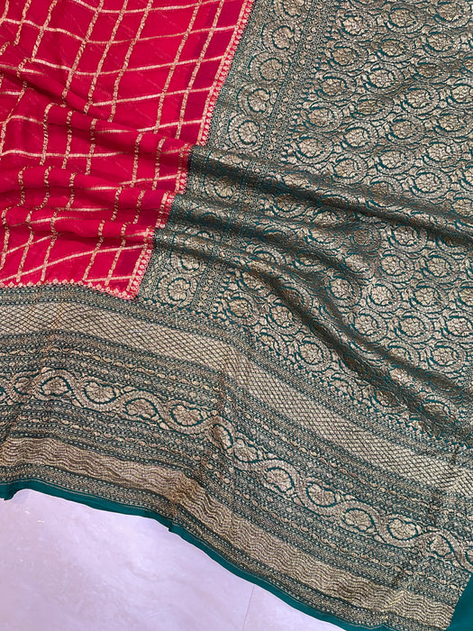 Khadki Georgette Banarasi Saree -  Antique zari - The Handlooms