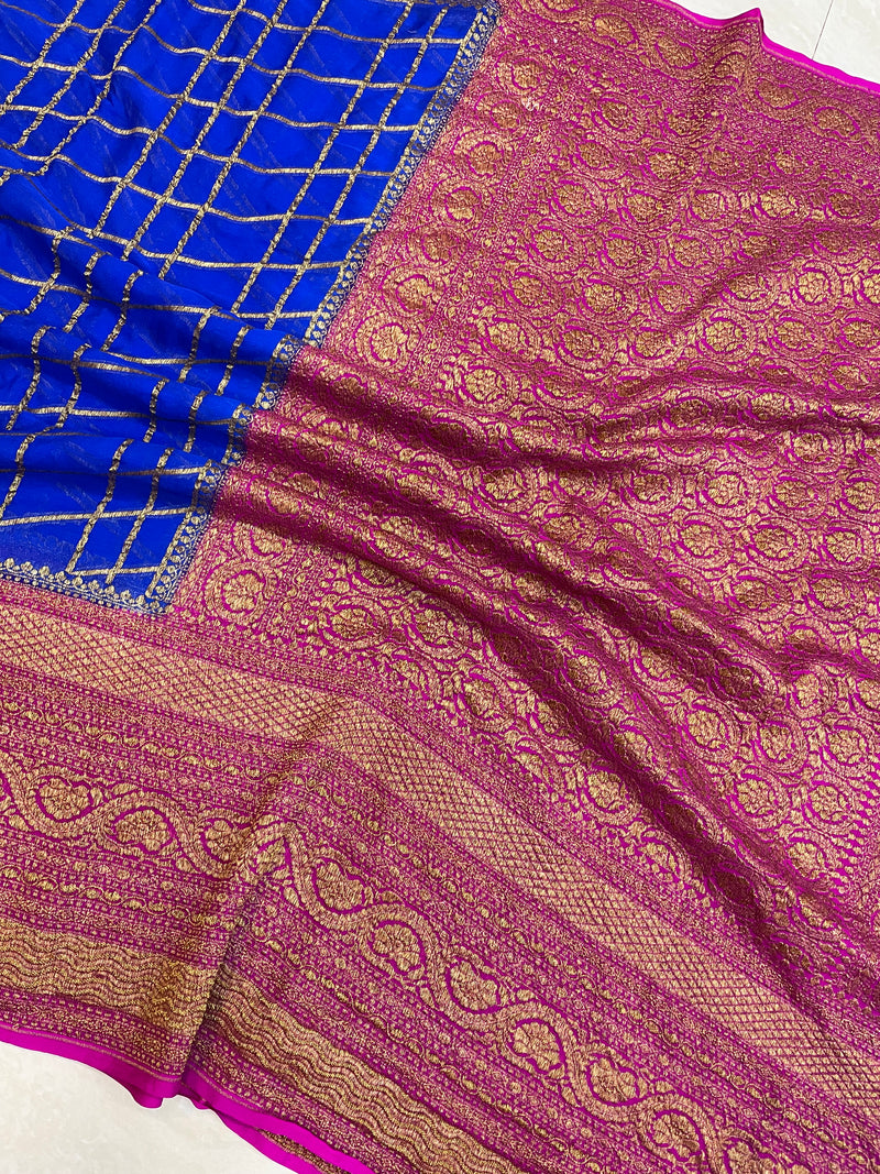 Khadki Georgette Banarasi Saree -  Antique zari - The Handlooms