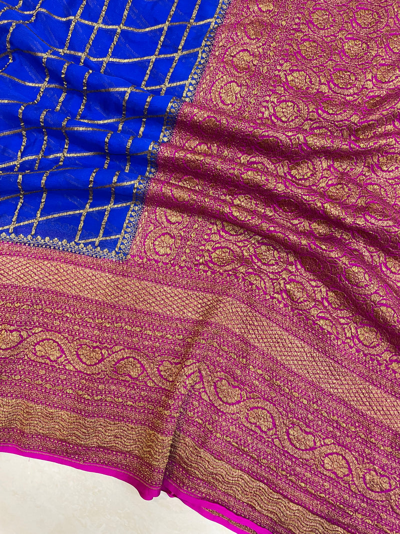 Khadki Georgette Banarasi Saree -  Antique zari - The Handlooms