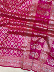Pure Katan Silk Banarasi Handloom Saree - All over Sona Roopa Jaal work - The Handlooms