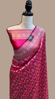 Pure Katan Silk Banarasi Handloom Saree - All over Sona Roopa Jaal work - The Handlooms