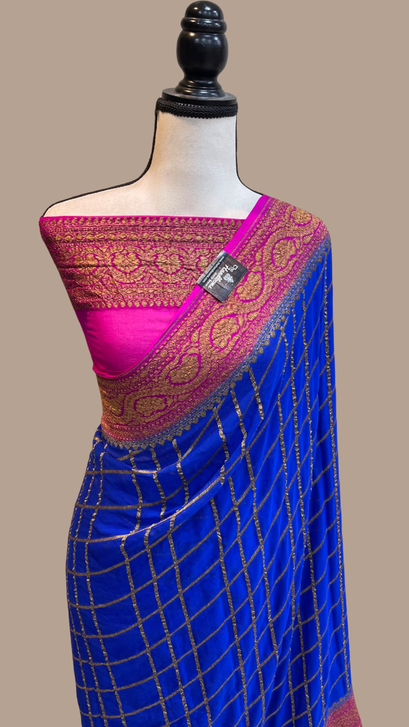 Khadki Georgette Banarasi Saree -  Antique zari - The Handlooms