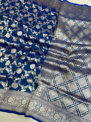 Pure Katan Silk Banarasi Handloom Saree - All over Jaal work - The Handlooms