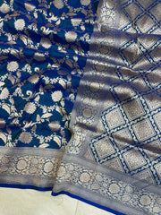 Pure Katan Silk Banarasi Handloom Saree - All over Jaal work - The Handlooms
