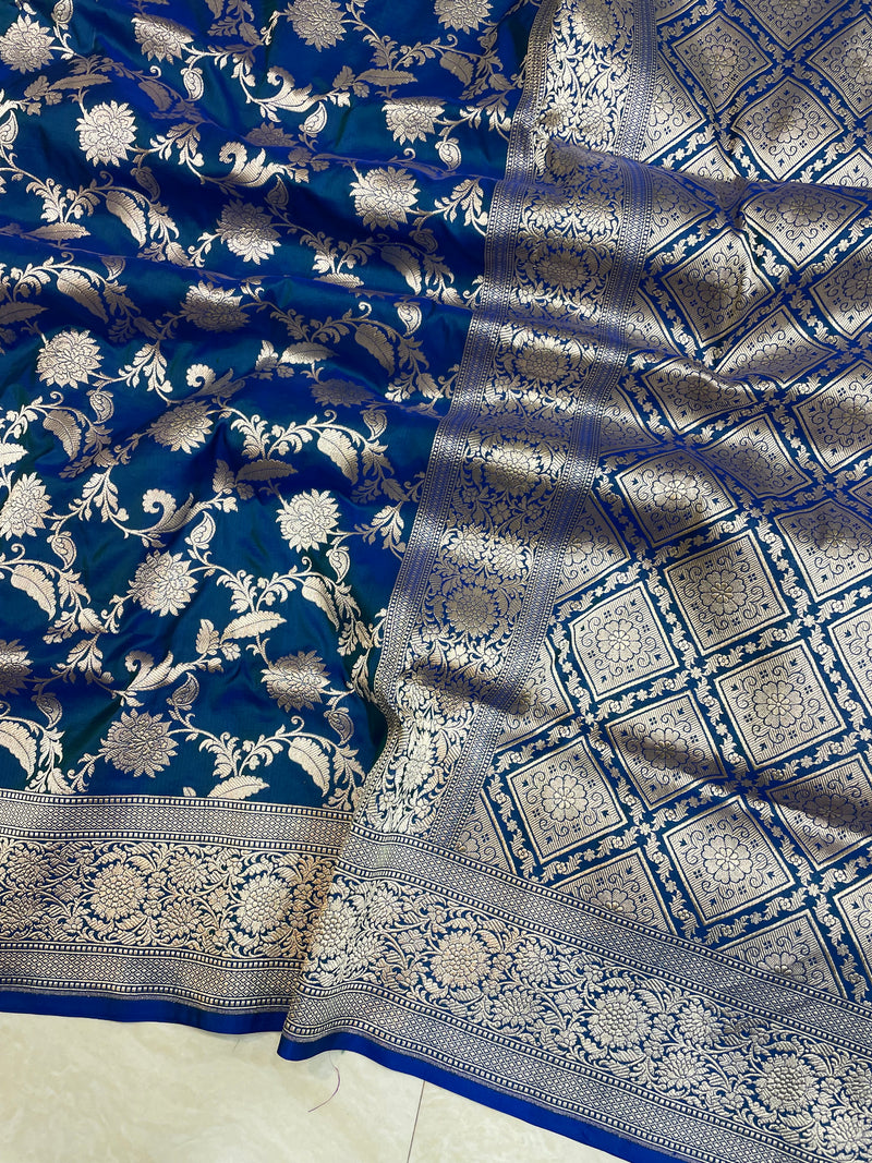 Pure Katan Silk Banarasi Handloom Saree - All over Jaal work - The Handlooms