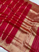 Red Pure Katan Silk Banarasi Handloom Saree - All over Kadua work - The Handlooms