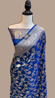 Pure Katan Silk Banarasi Handloom Saree - All over Jaal work - The Handlooms