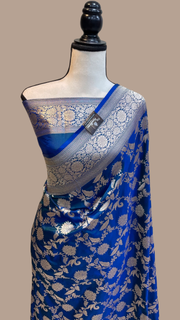 Pure Katan Silk Banarasi Handloom Saree - All over Jaal work - The Handlooms