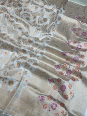 Pure Katan Silk Banarasi Handloom Saree - All over Jaal work - With Meenakari - The Handlooms