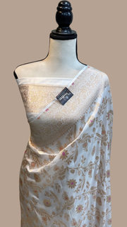 Pure Katan Silk Banarasi Handloom Saree - All over Jaal work - With Meenakari - The Handlooms