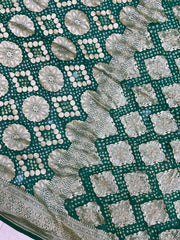 Pure Georgette Banarasi Bandhej Handloom Saree - The Handlooms