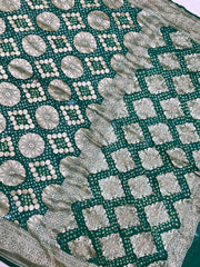 Pure Georgette Banarasi Bandhej Handloom Saree - The Handlooms