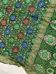 Pure Georgette Banarasi Bandhej Handloom Saree - with meenakari work - The Handlooms