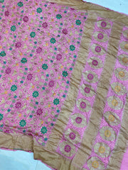 Pure Georgette Banarasi Bandhej Handloom Saree - with meenakari work - The Handlooms