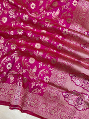Pure Katan Silk Banarasi Handloom Saree - All over sona roopa Jaal work - The Handlooms