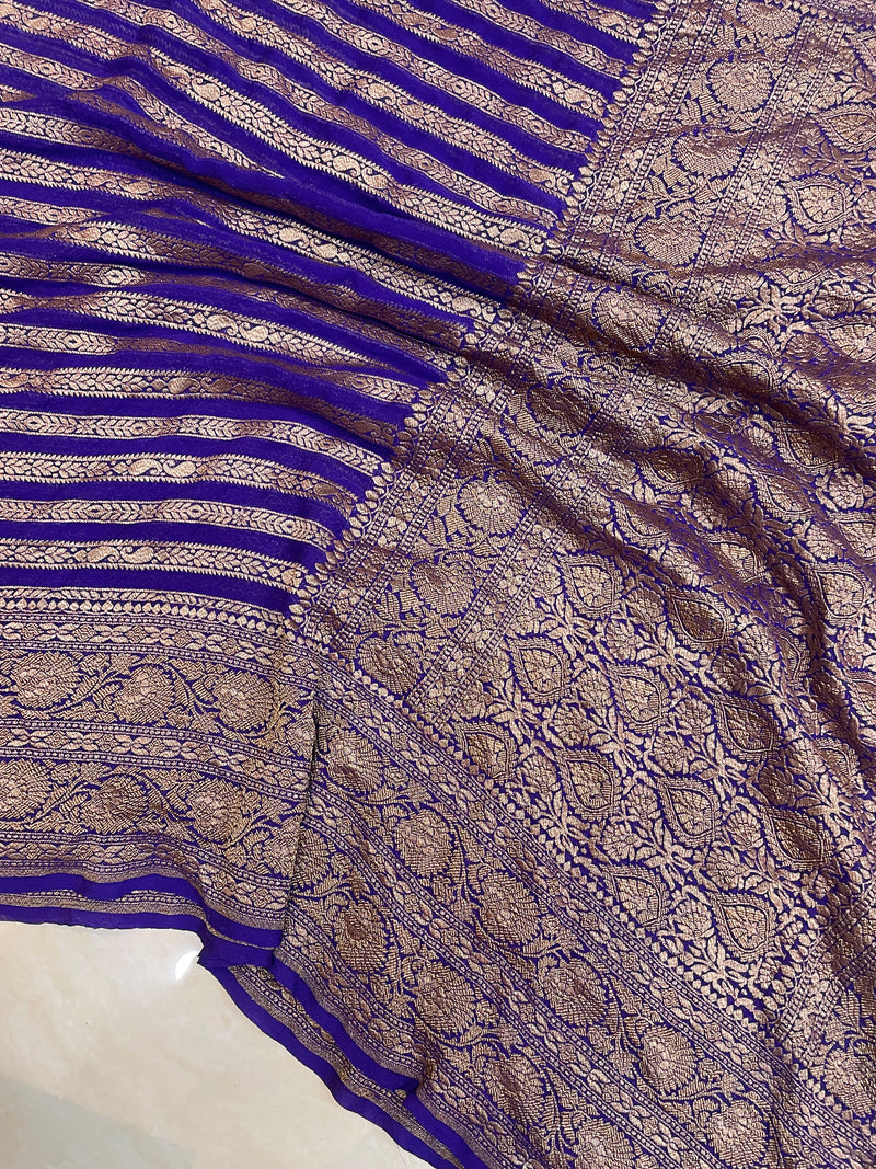 Khaddi Georgette Banarasi Saree -  Antique zari - The Handlooms